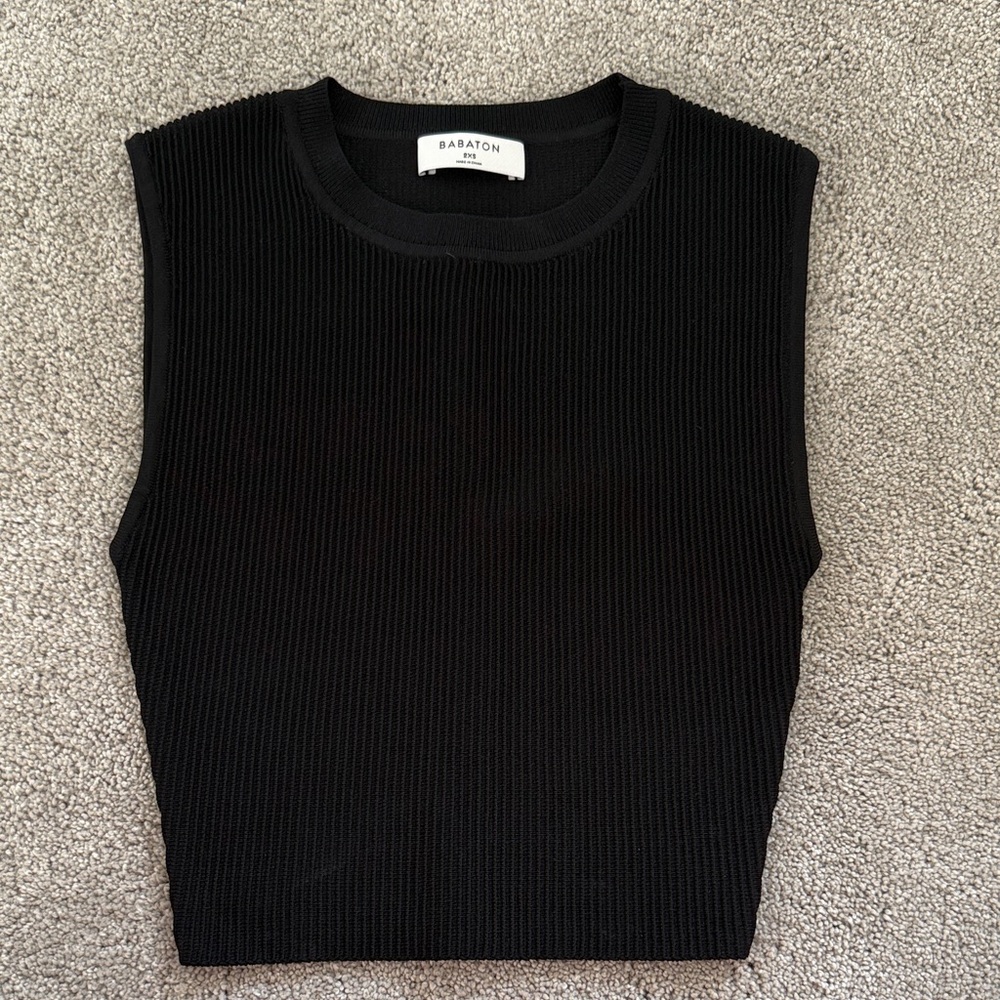 Babaton Black Sleeveless Ribbed Top